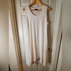 Simply Vera Vera Wang Womens L White A-Line Burnout Floral Sleeveless Hi-Lo Dres